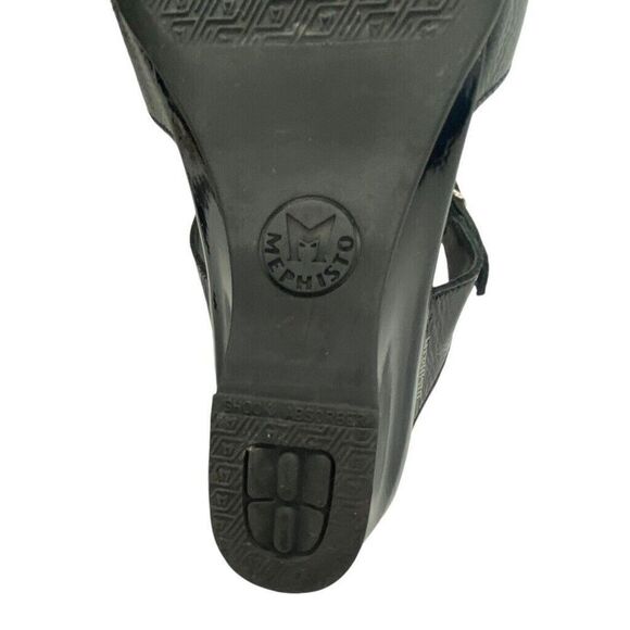 Mephisto Women's Nazli Sandals Black Patent Leather Crystals Wedge Size 10 / 40 - Picture 9 of 16